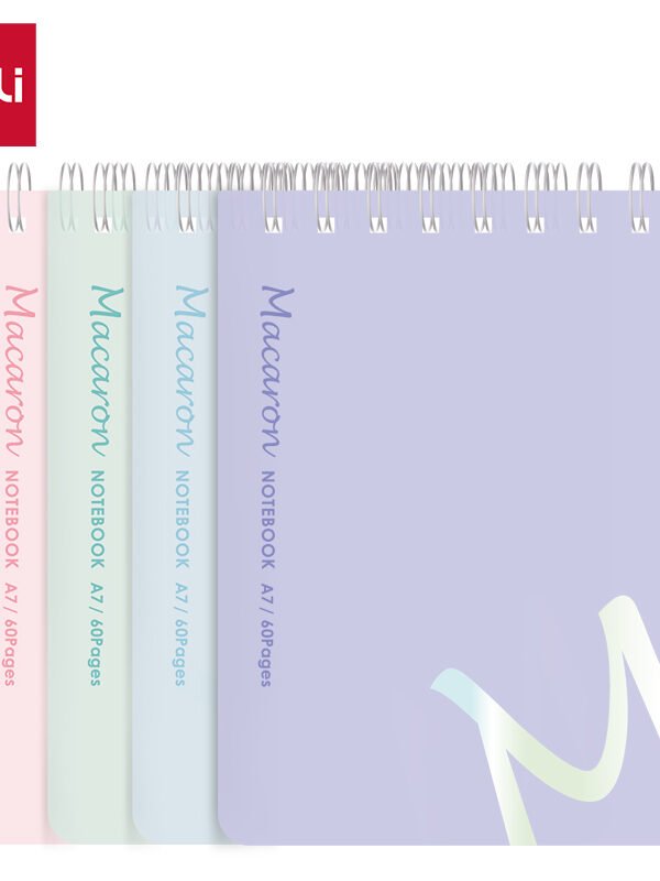 ديلي دفتر ملاحظات - قياس A5 - سلك علوي - 60 صفحة - A7 - زهر/بنفسجي/أخضر/أزرق - EN403-A7