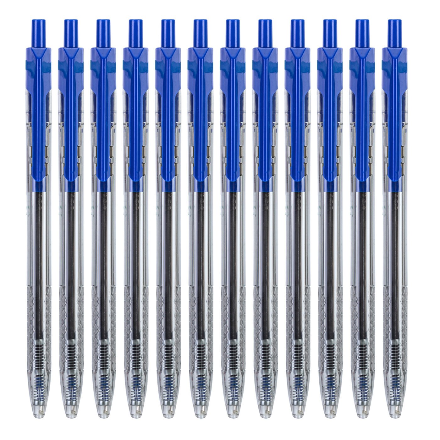 EQ01330 (5) ديلي قلم حبر جاف كباس - بدن شفاف - 0.7mm - أزرق EQ01330
