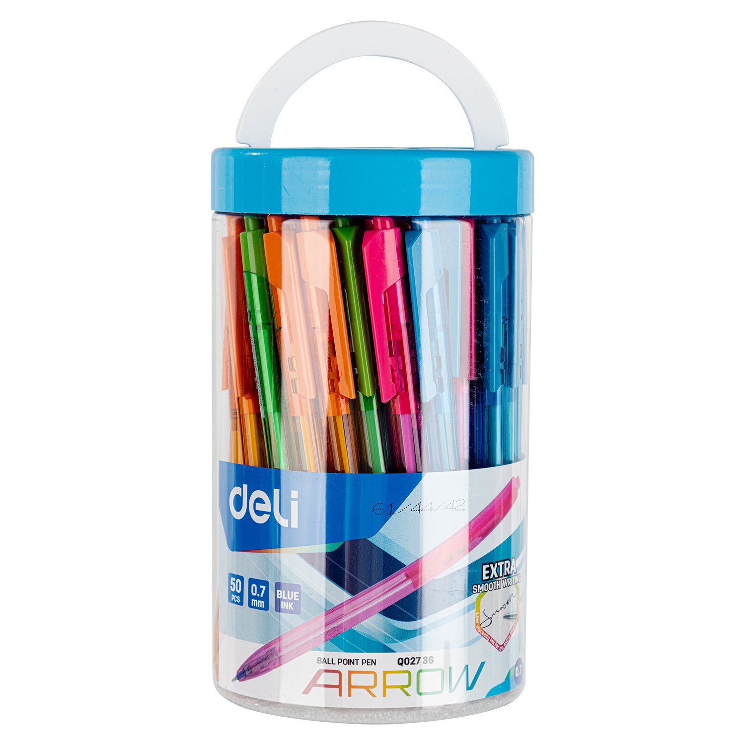 EQ02736 (4) ديلي قلم حبر جاف كباس - بدن ملون - 0.7mm - أزرق EQ02736
