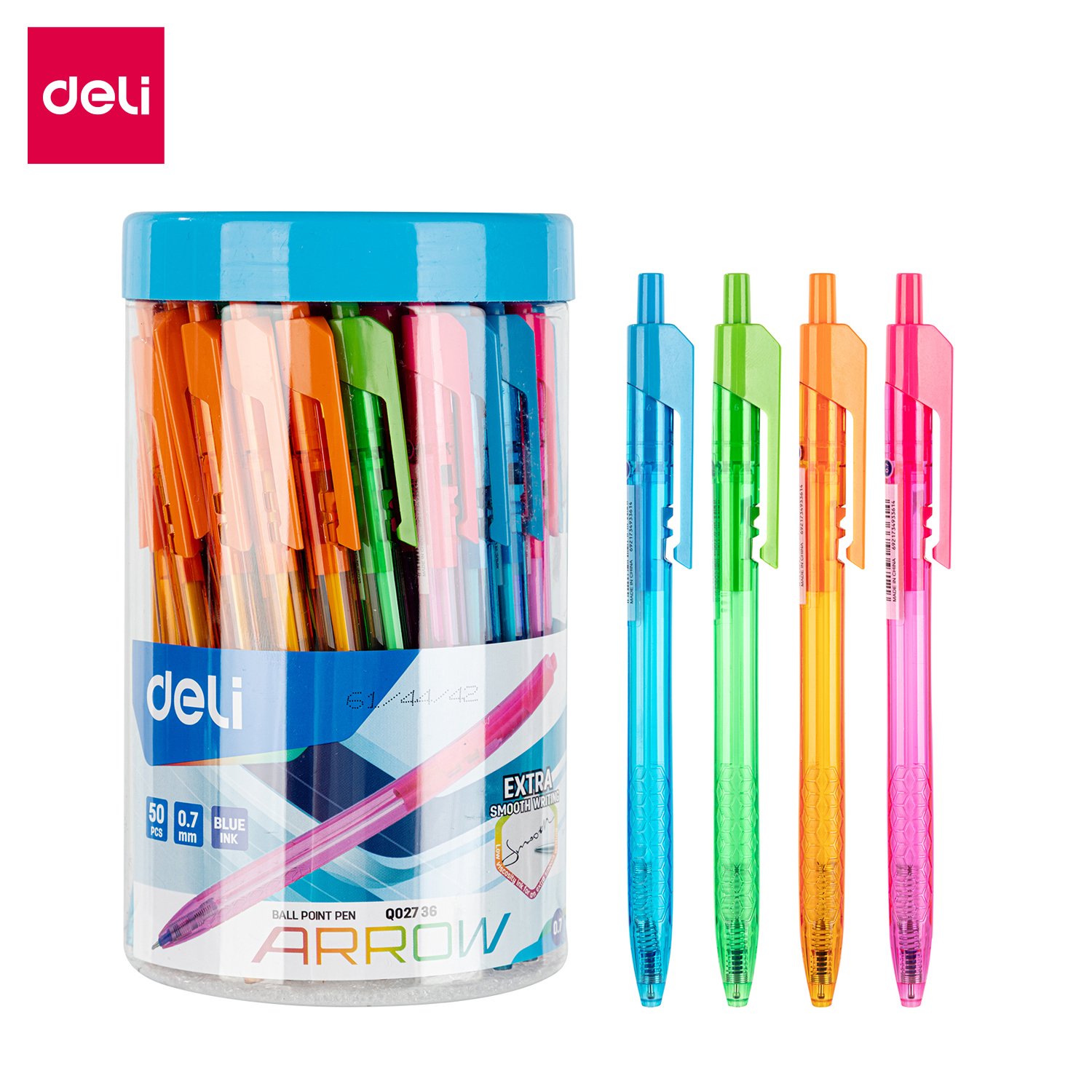 ديلي قلم حبر جاف كباس - بدن ملون - 0.7mm - أزرق EQ02736