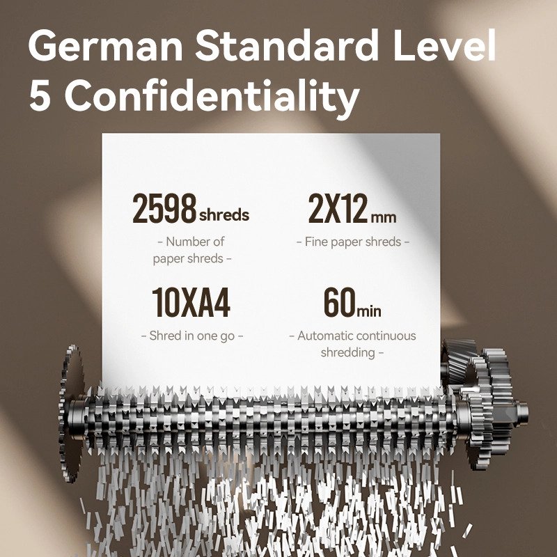 ET088 (4) ديلي تلافة ورق قياس A4 - تلف تلقائي بخزان سعة 200 ورقة - تلف يدوي 10 ورقة معاً - أسود & ذهبي ET088