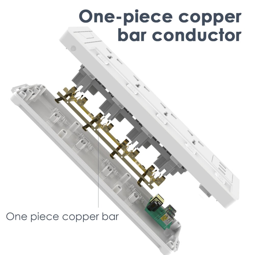 ET411 (5) ديلي مسطرة كهرباء بقواطع - 4 مأخذ كهربائية + 3 USB مأخذ - Tayp G (UK) - طول الكبل 2 متر - أبيض T411
