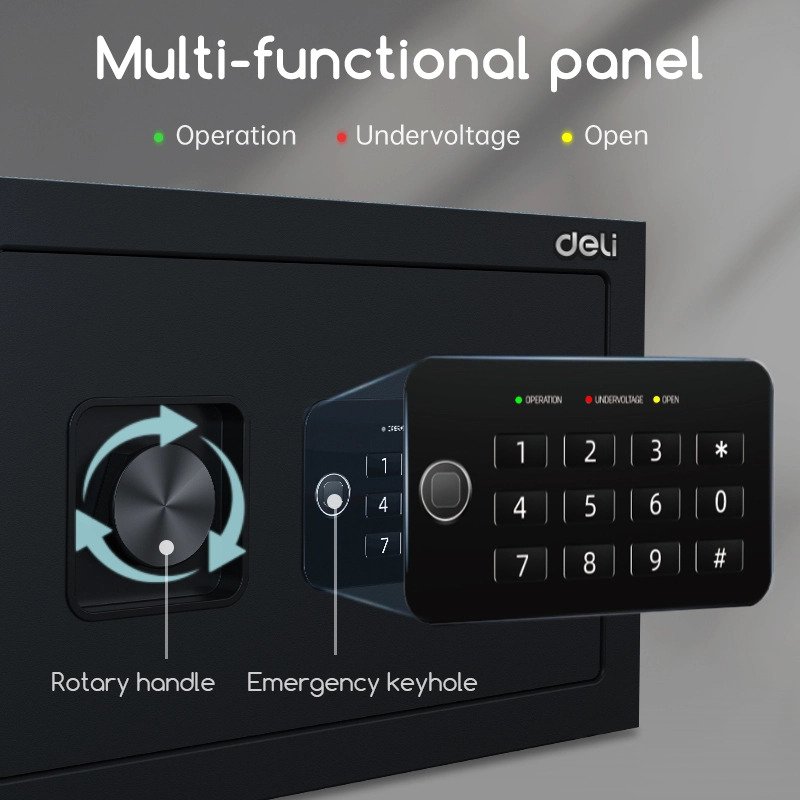 ديلي خزنة معدنية للفنادق - حماية (أرقام -مفتاح) -5.8 كغ - قياس 35*25*35 سم - أسود - ET530