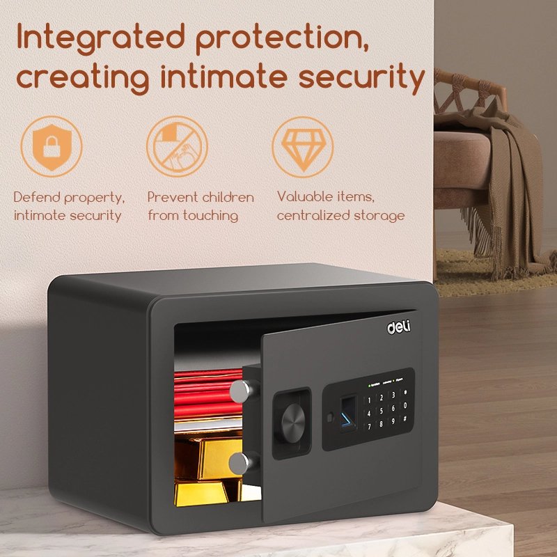 ديلي خزنة معدنية للفنادق - حماية (أرقام - بصمة - مفتاح) - 8 كغ - 25*35*25 سم - أسود ET591