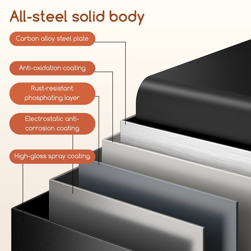 ديلي خزنة معدنية للفنادق - حماية (أرقام - بصمة - مفتاح) - 8 كغ - 25*35*25 سم - أسود ET591