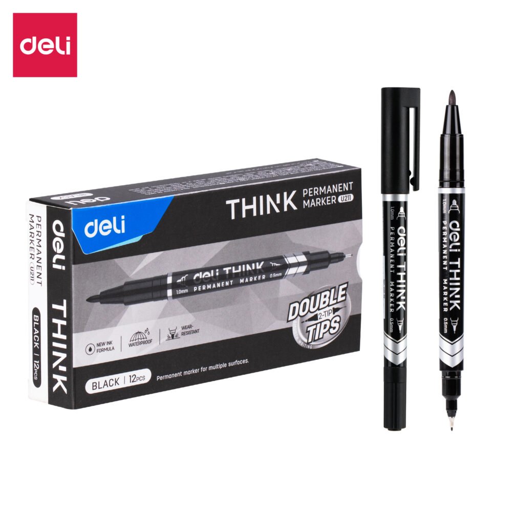 ديلي قلم تخطيط + قلم أسطح ملساء - طرفين 1.0mm / 0.5mm - أسود EU211-BK