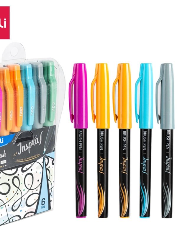 ديلي قلم حبر - رأس ريشة - ألوان لايت - (رمادي - برتقالي - نهدي- بني - أخضر - أزرق) EU304