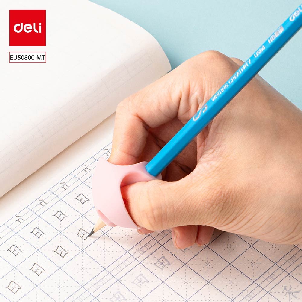 EU50800-MT (4) ديلي مجموعة أقلام رصاص خشب - غرافيت HB - بدن ملون - مع ممحاة - كرت 4 قلم + مقبض كتابة للأطفال - EU50800-MT