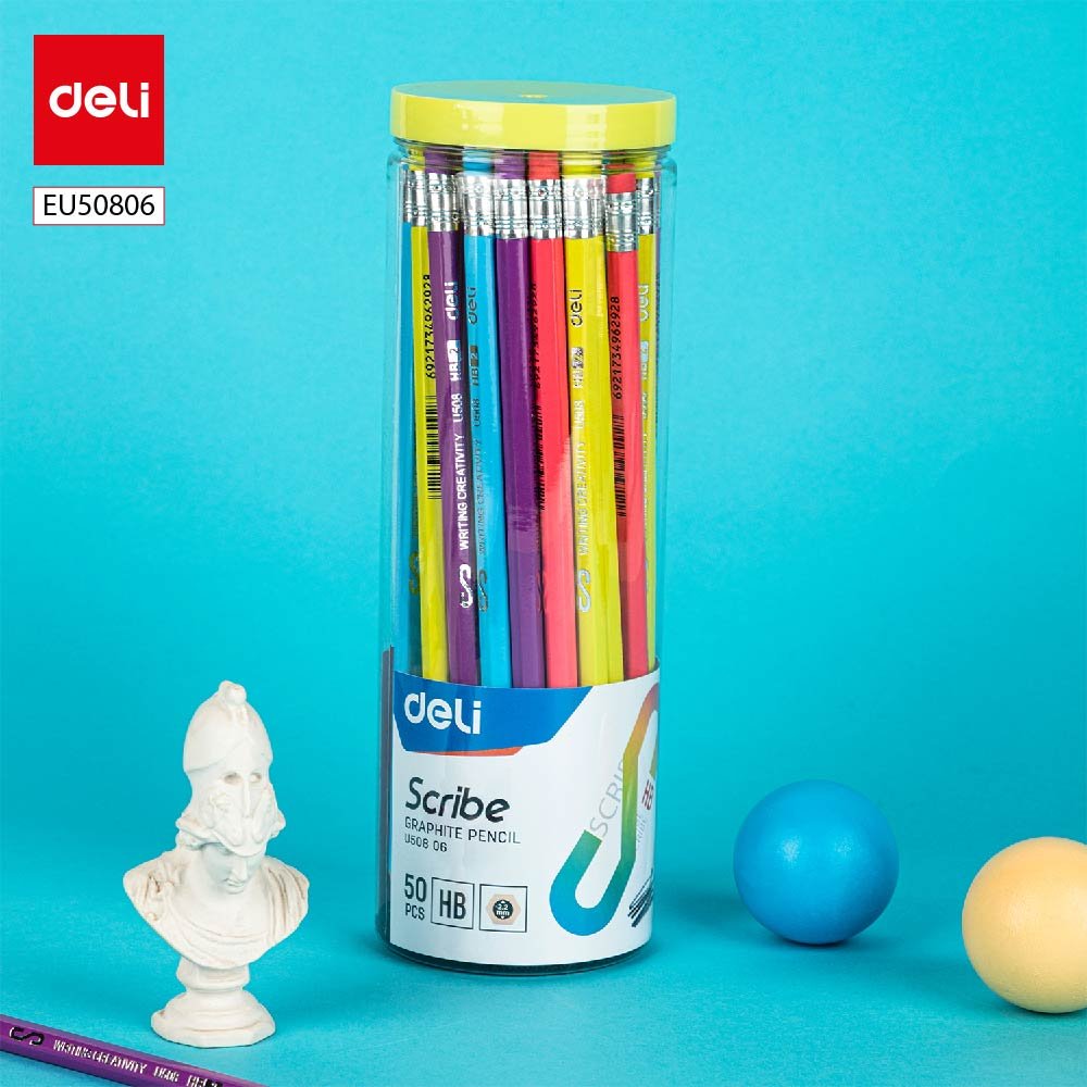 ديلي قلم رصاص خشب - غرافيت HB - بدن ملون - مع ممحاة - ألوان مختلفة - EU50806