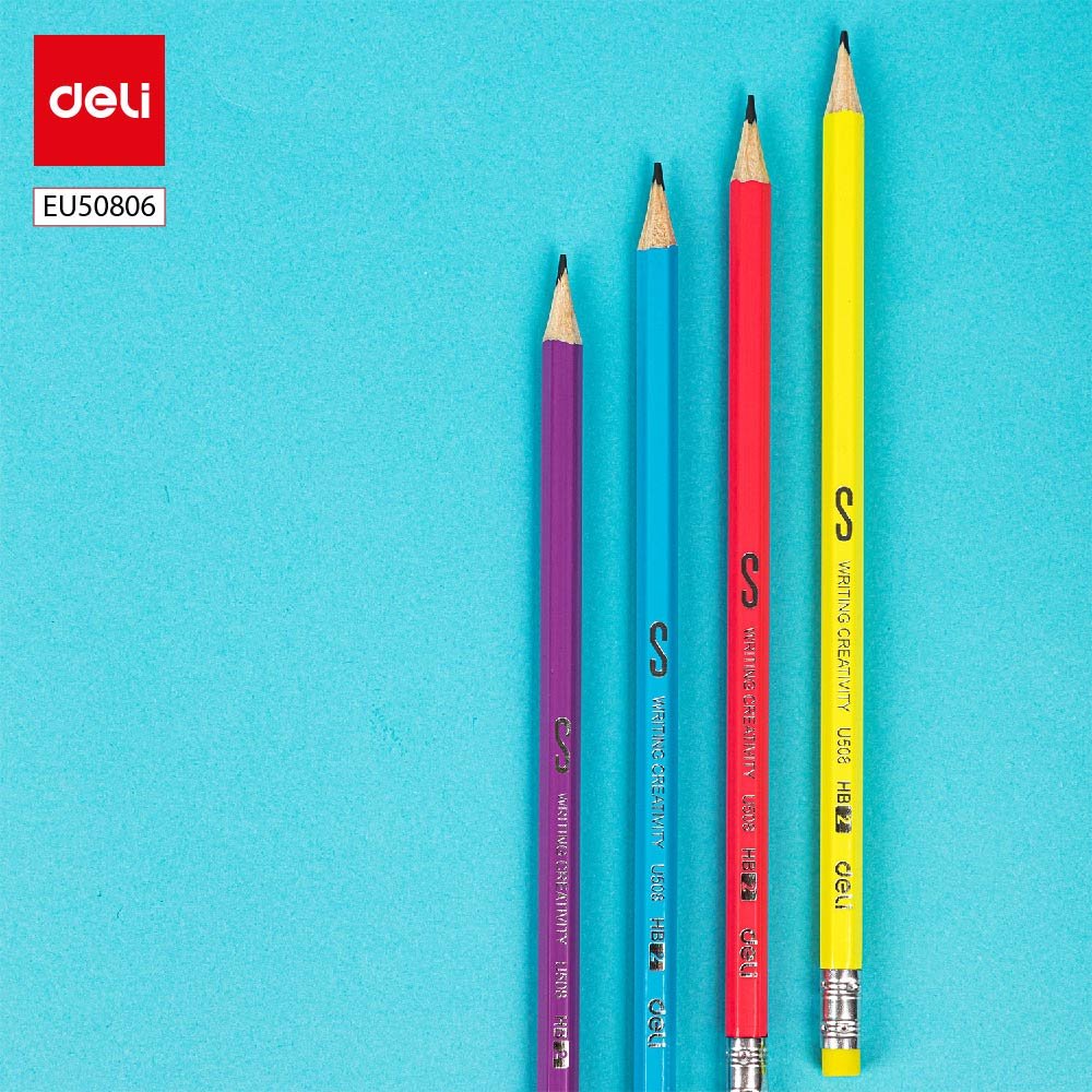 ديلي قلم رصاص خشب - غرافيت HB - بدن ملون - مع ممحاة - ألوان مختلفة - EU50806