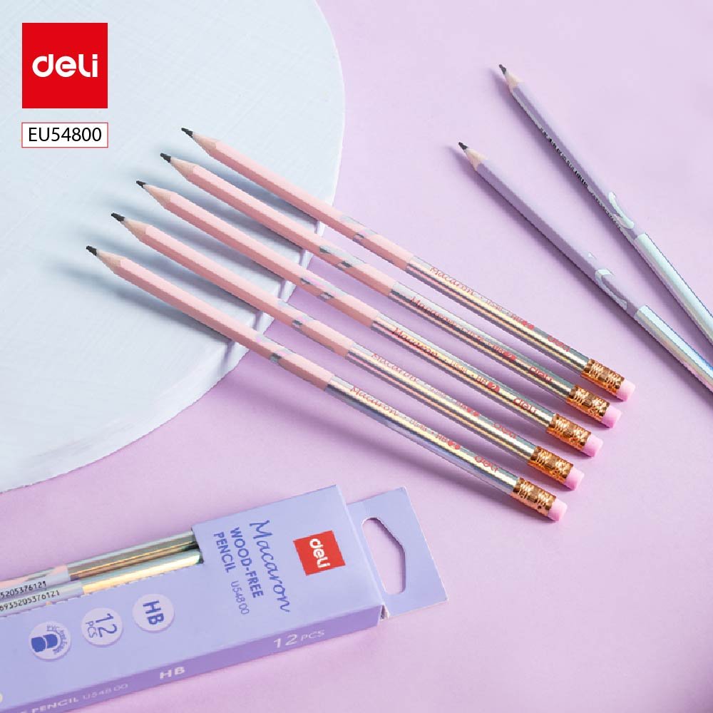 ديلي قلم رصاص بلاستيك سداسي - ماكرون HB بدن لايت مطبوع - مع ممحاة EU54800