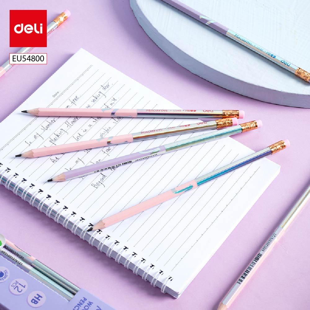 ديلي قلم رصاص بلاستيك سداسي - ماكرون HB بدن لايت مطبوع - مع ممحاة EU54800