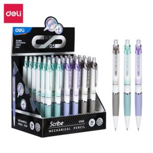 ديلي قلم رصاص كباس - 0.5mm - بدن بلاستيك أبيض - علاقة ألوان - مع ممحاة. - EU745