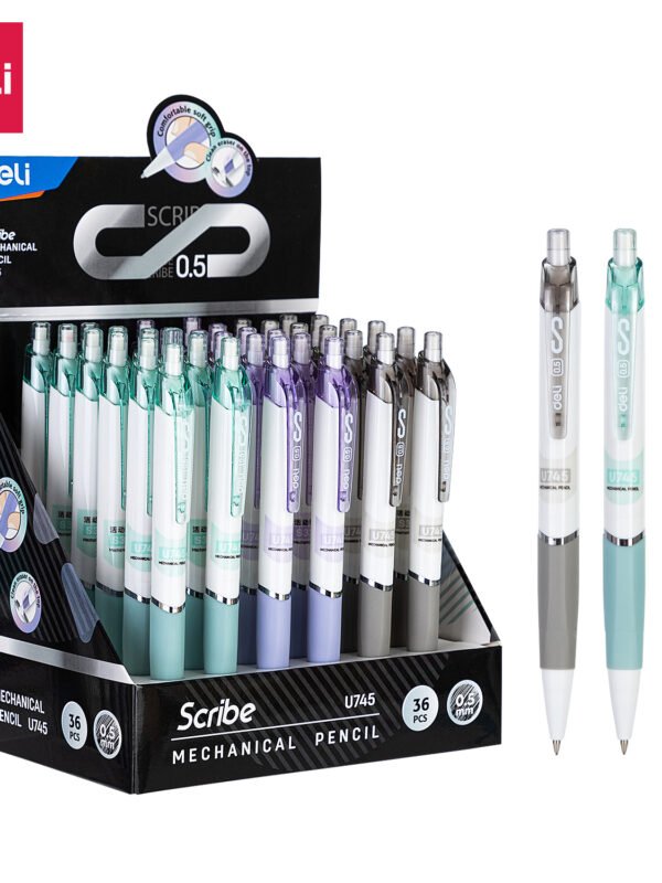 ديلي قلم رصاص كباس - 0.5mm - بدن بلاستيك أبيض - علاقة ألوان - مع ممحاة. - EU745