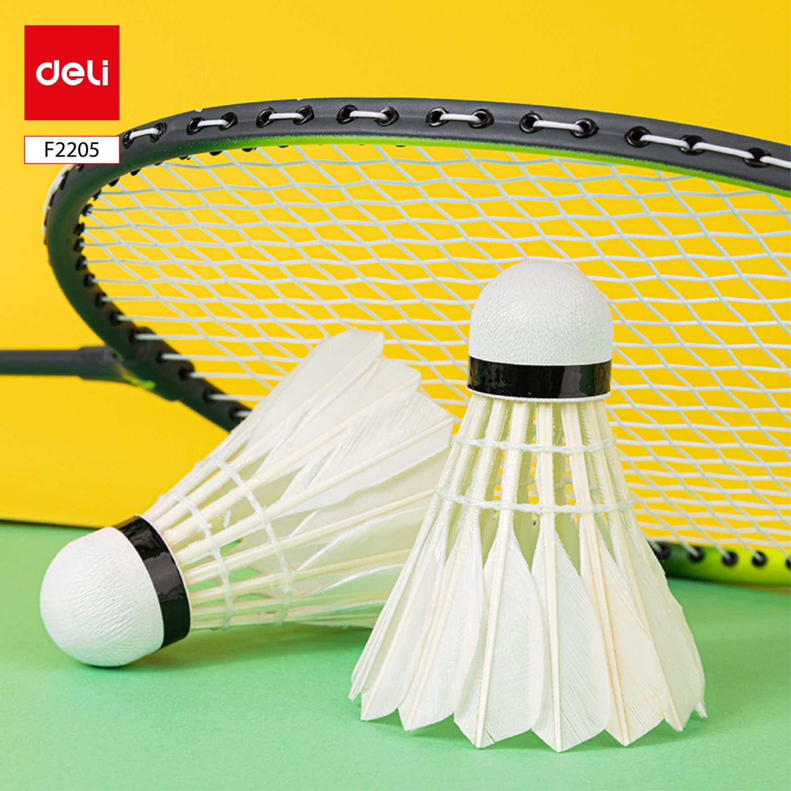 F2205 (3) ديلي ريشة مضرب - ريش طبيعي مدور - بيضاء - F2205