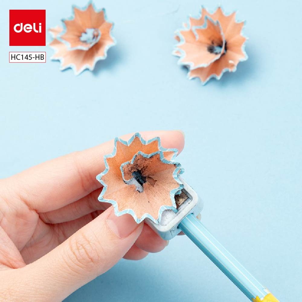 ديلي مجموعة أقلام رصاص مثلث خشب - غرافيت HB - بدن ملون - 10 أقلام - مع ممحاة - HC145-HB