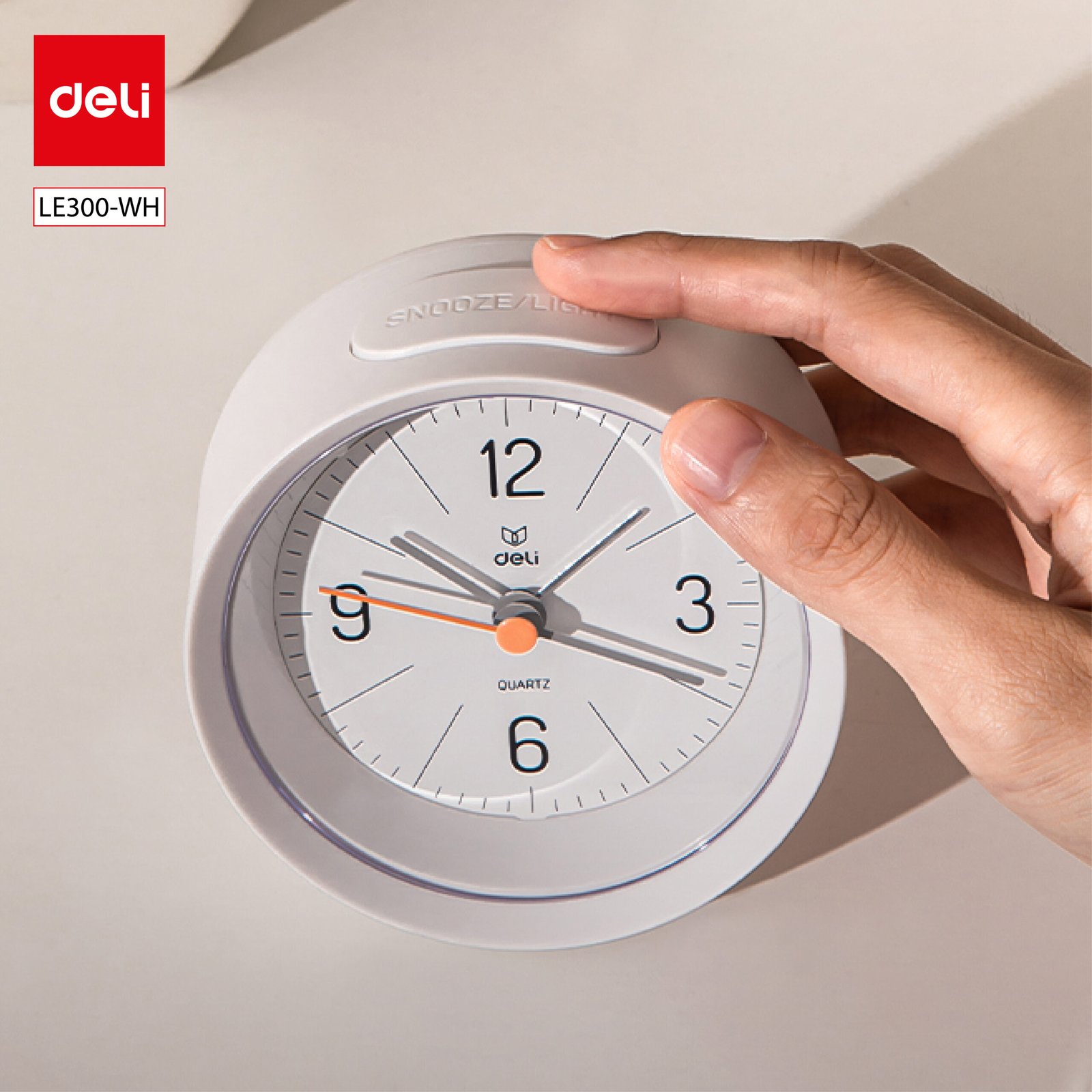 ديلي ساعة منبه دائرية - إضاءة خلفية - 95*95*45 مم - أبيض/أزرق - LE300