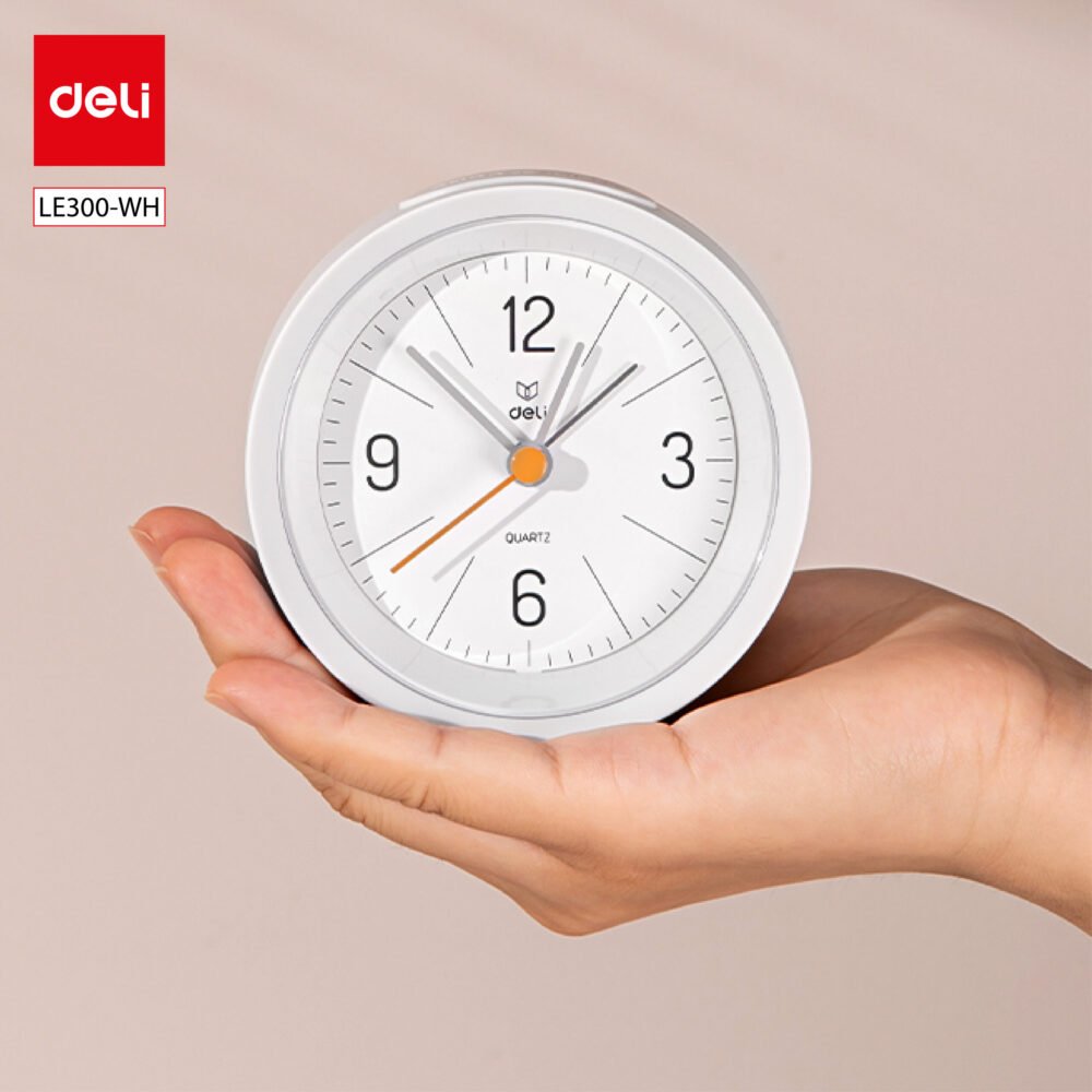 LE300 wh (4) ديلي ساعة منبه دائرية - إضاءة خلفية - 95*95*45 مم - أبيض/أزرق - LE300