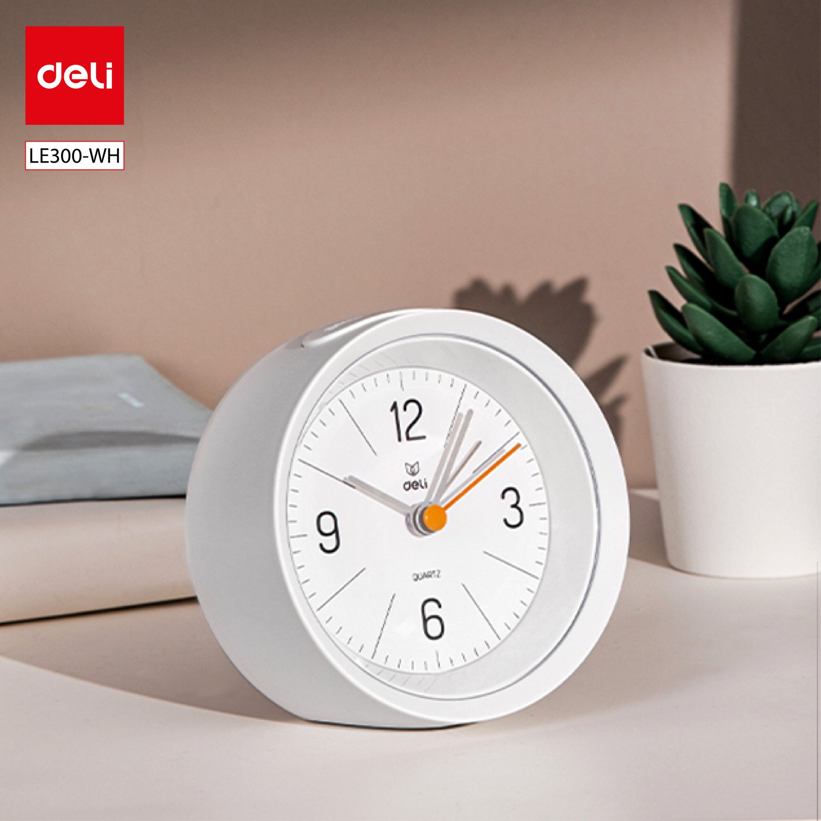 ديلي ساعة منبه دائرية - إضاءة خلفية - 95*95*45 مم - أبيض/أزرق - LE300