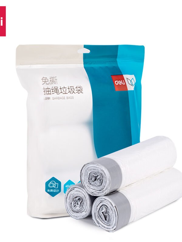 LQ191 (6) ديلي أكياس قمامة للسلات المكتبية - مقاوم للتمزق - ٣ لفات - ٣٠ قطعة/لفة - أبيض - LQ191