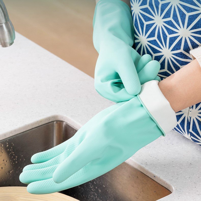 ديلي قفازات أعمال منزلية - قياس وسط - أخضر - LQ620