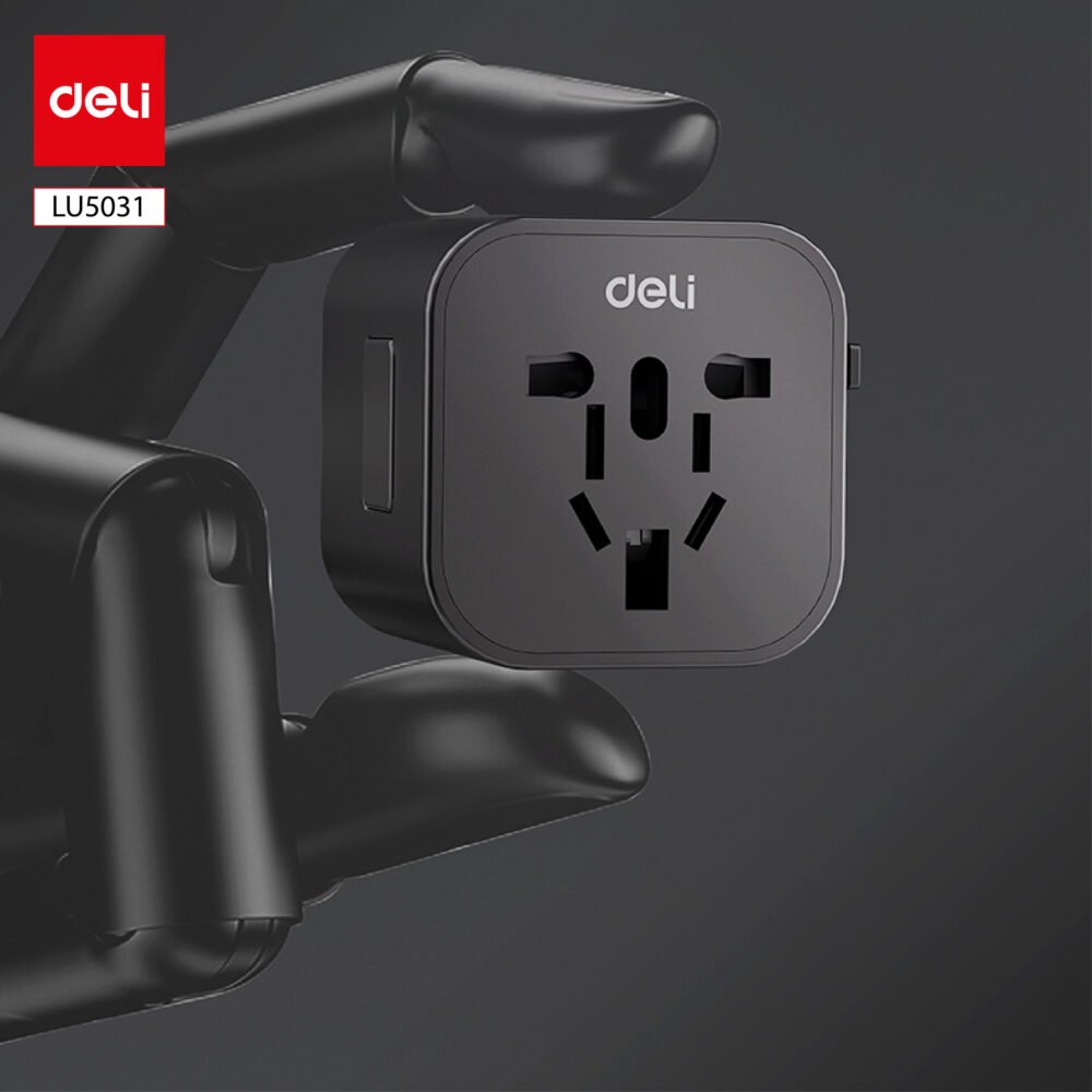 LU5031 (1) ديلي محول مقبس كهربائي بأنماط مختلفة - أسود - LU5031