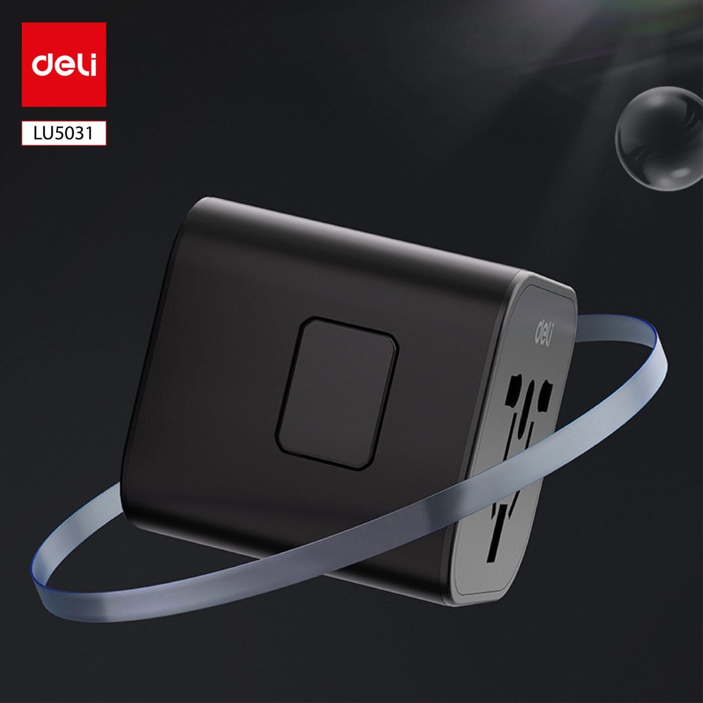 LU5031 (2) ديلي محول مقبس كهربائي بأنماط مختلفة - أسود - LU5031