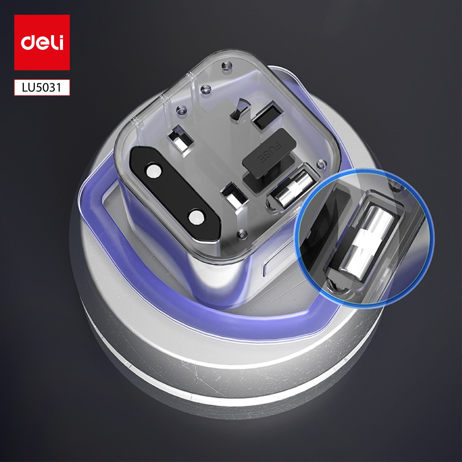 ديلي محول مقبس كهربائي بأنماط مختلفة - أسود - LU5031