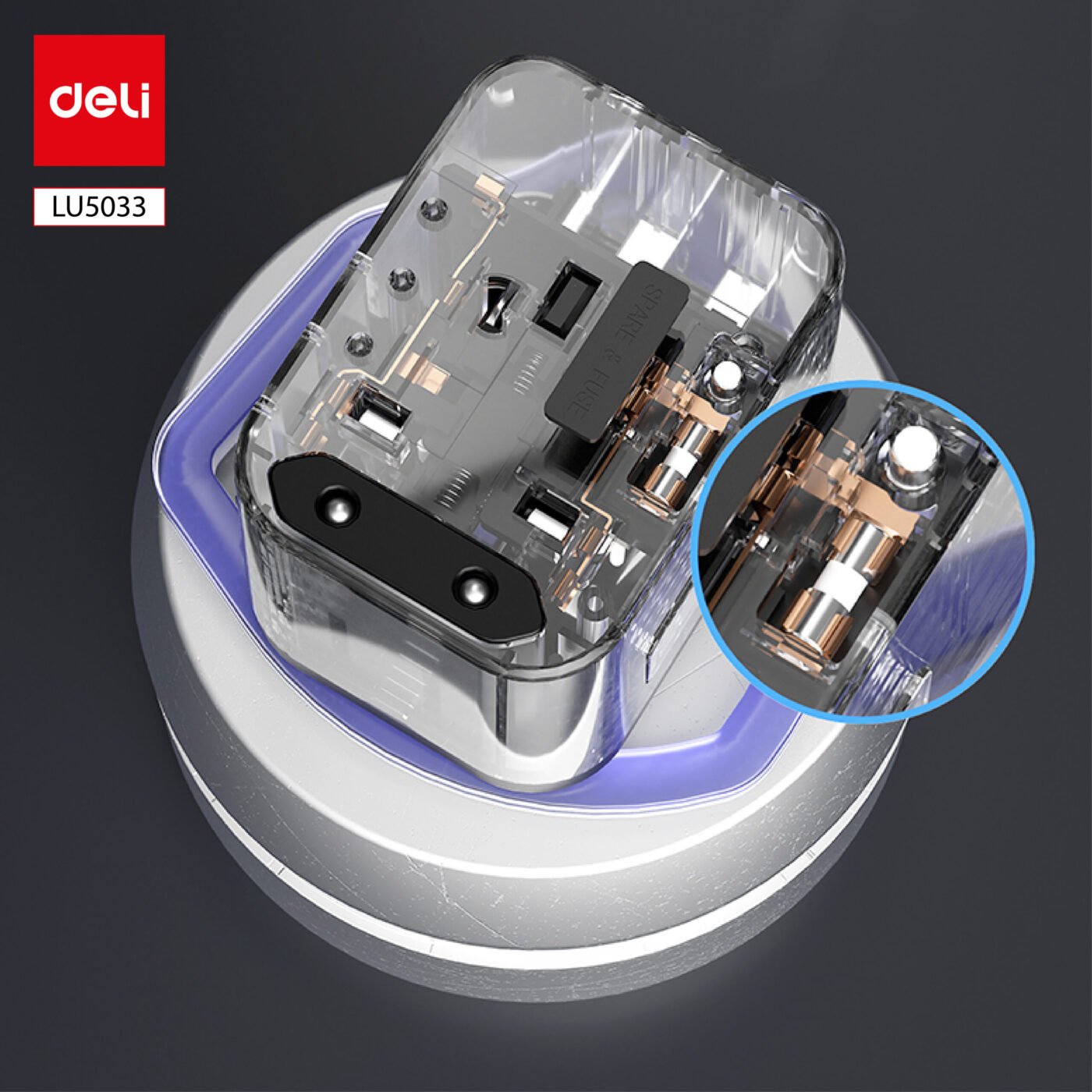 LU5033 (1) ديلي محول مقبس كهربائي بأنماط مختلفة - أسود - LU5033