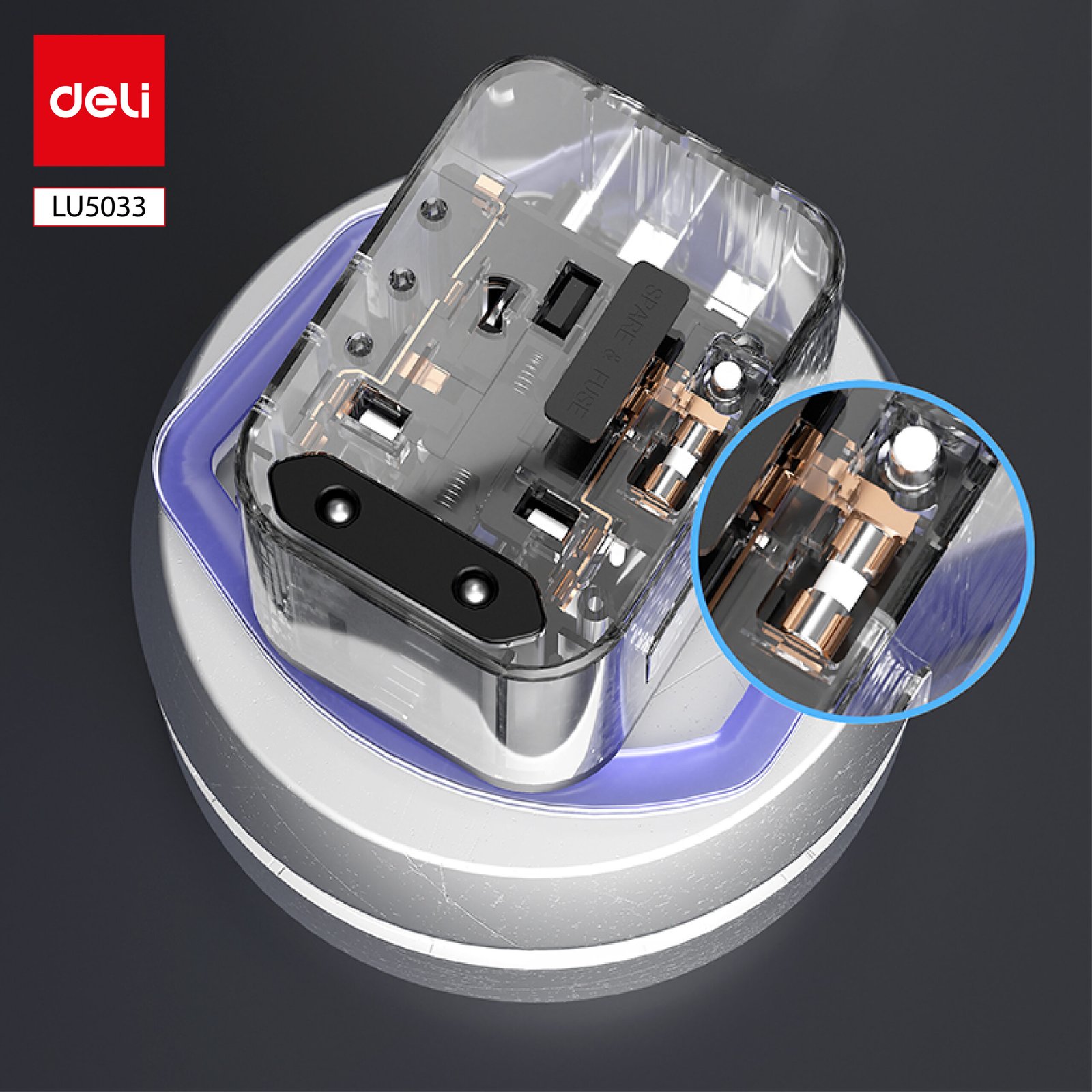 LU5033 (1) ديلي محول مقبس كهربائي بأنماط مختلفة - أسود - LU5033