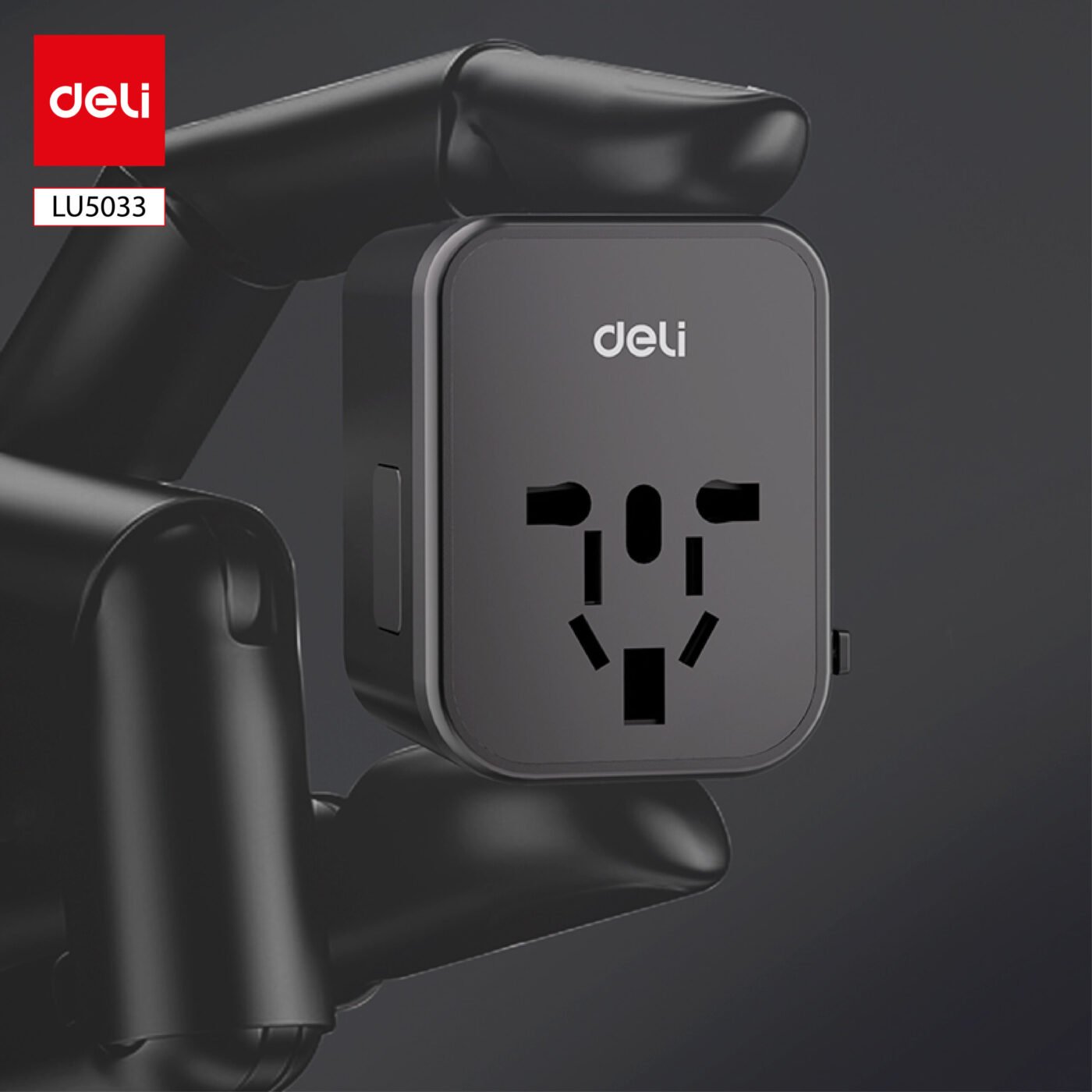 LU5033 (4) ديلي محول مقبس كهربائي بأنماط مختلفة - أسود - LU5033