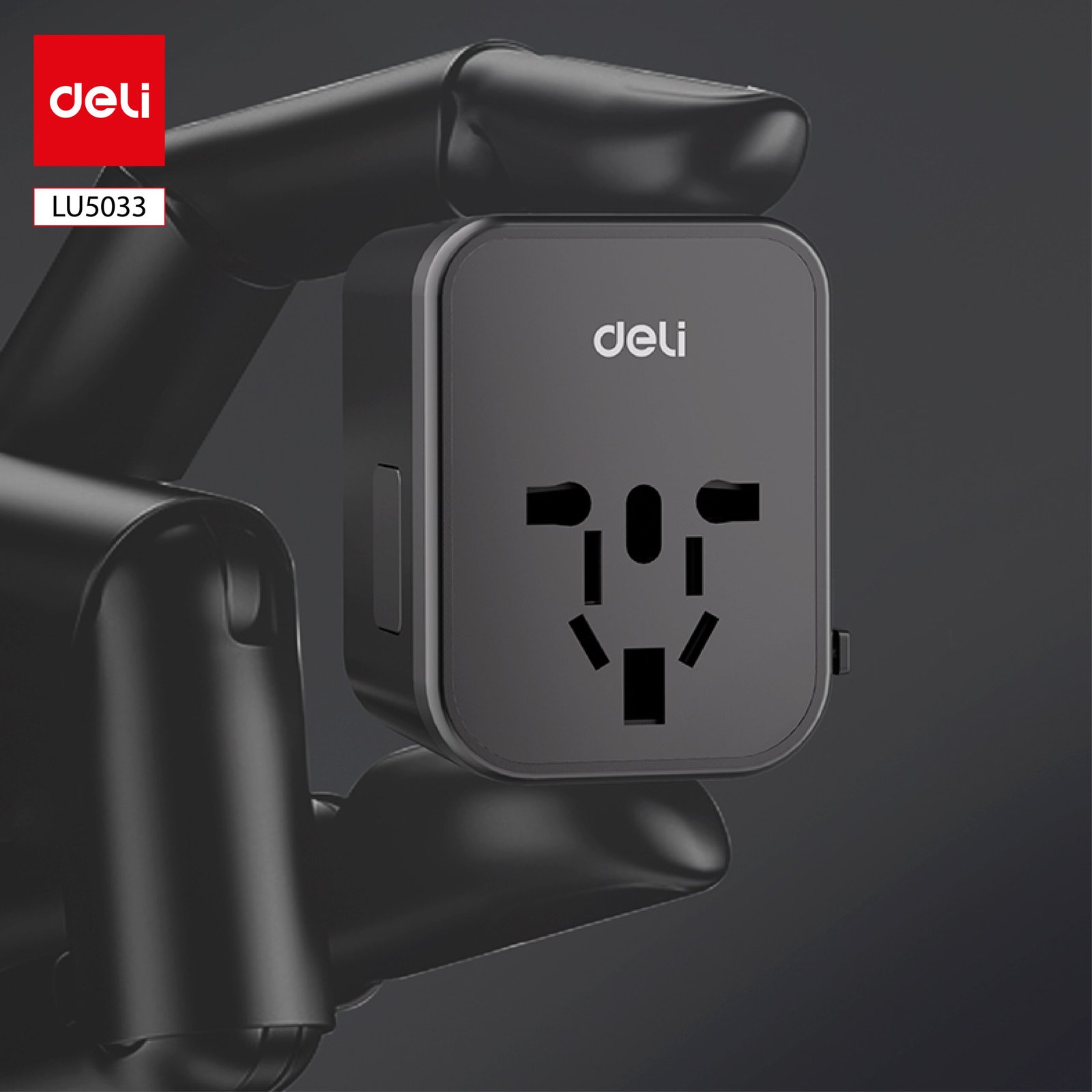 LU5033 (4) ديلي محول مقبس كهربائي بأنماط مختلفة - أسود - LU5033