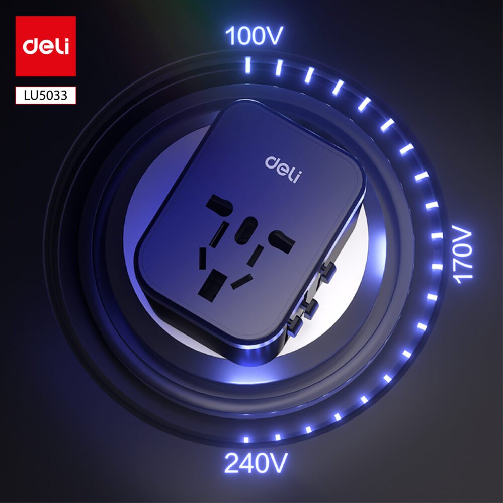 LU5033 (5) ديلي محول مقبس كهربائي بأنماط مختلفة - أسود - LU5033