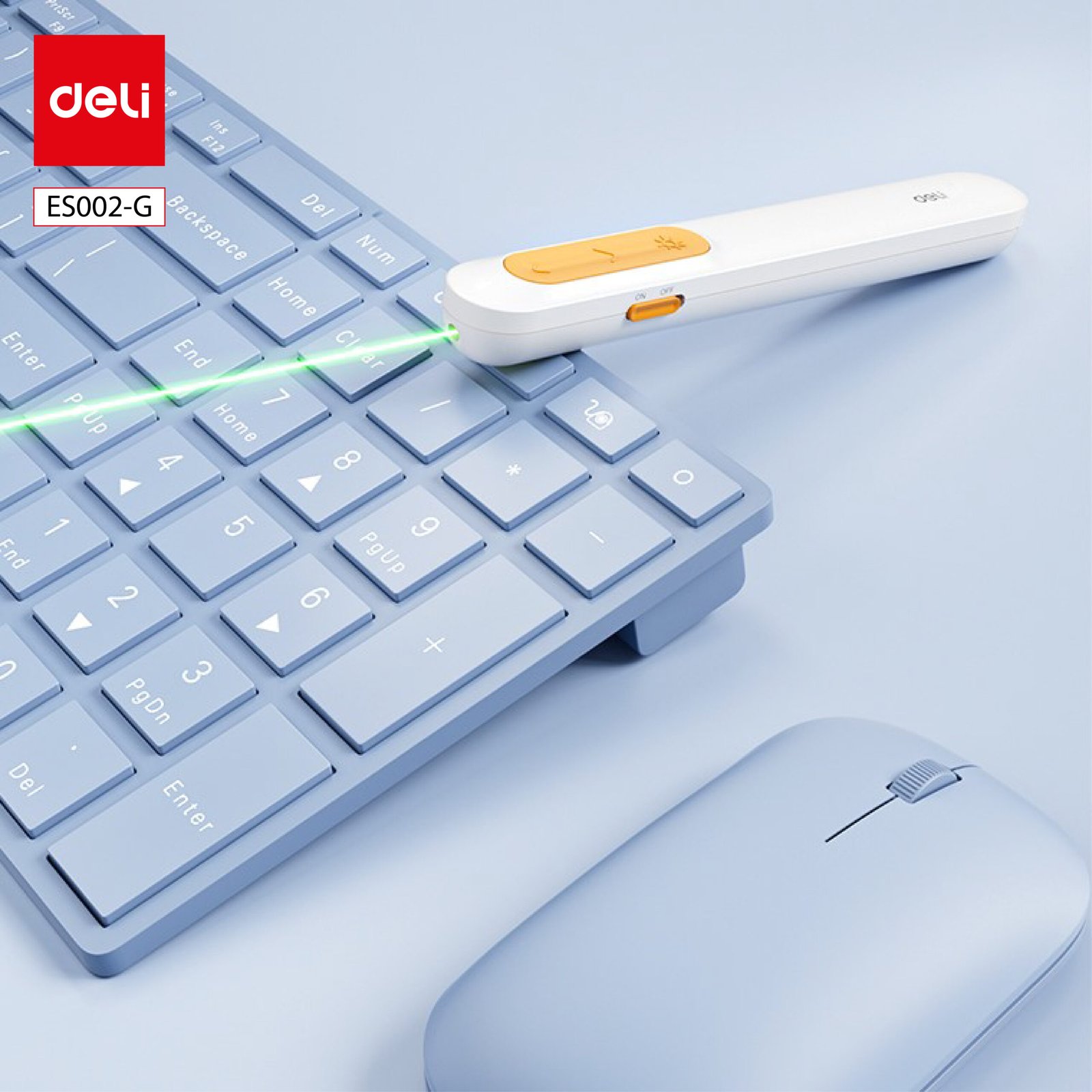 ديلي مؤشر ليزر - ضوء أخضر - C&USB-A - تحكم 100 متر - أبيض - ES002-G