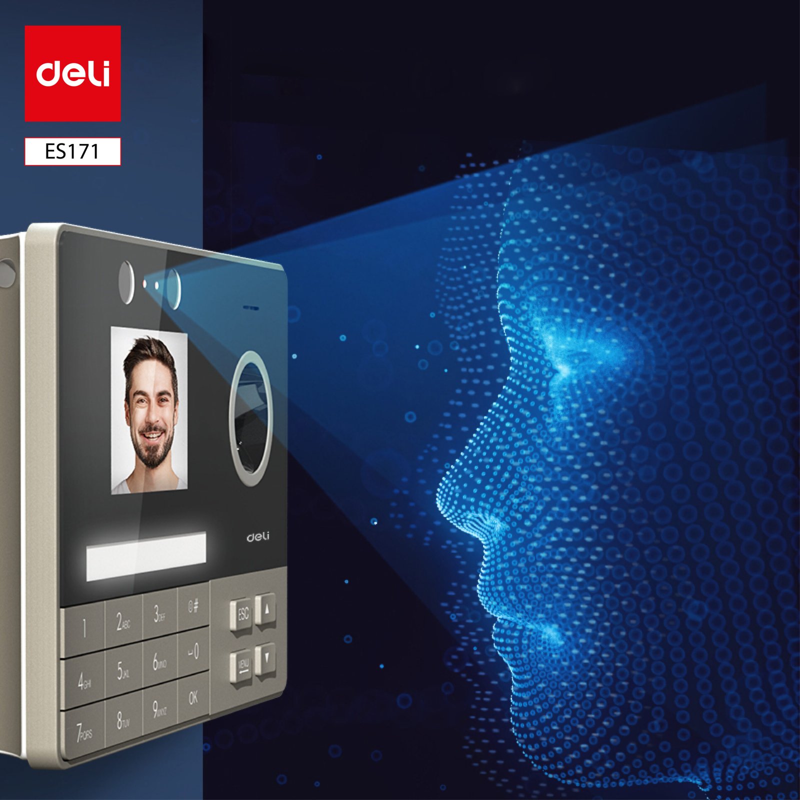 ديلي جهاز بصمة حضور وانصراف - عدد الوجوه: ٥٠٠؛ بصمات الأصابع: ١٠٠٠ - رمادي فضي - ES171