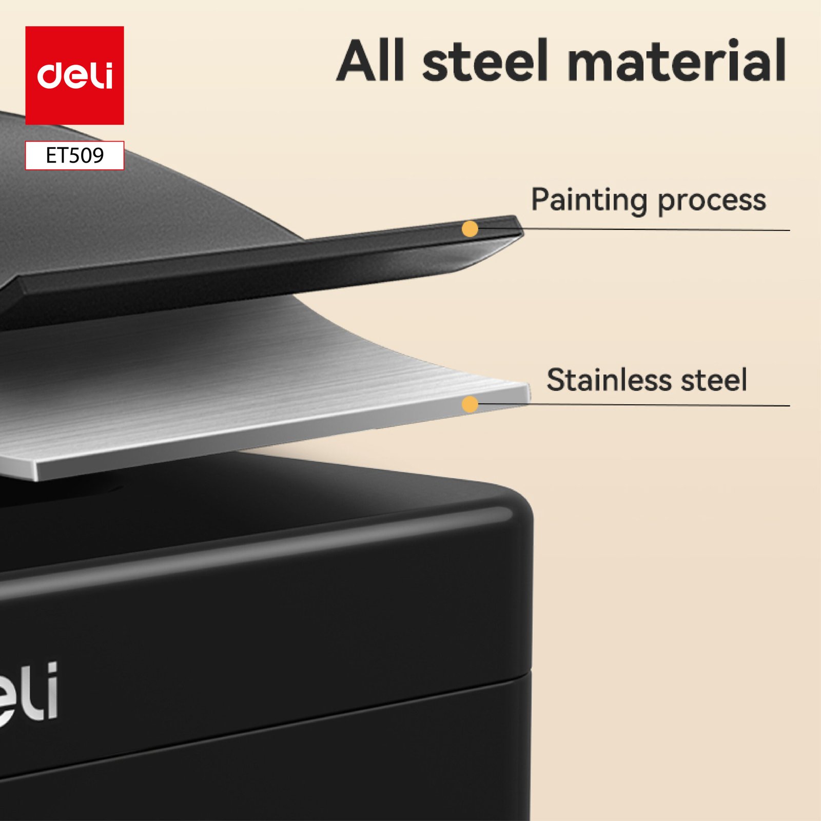 T509 (2) ديلي صندوق نقود مقسم كاشير - قفل مفتاح - مقبض علوي - قياس 9*30*24 سم - أسود - ET509