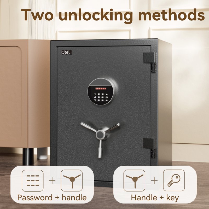 ديلي خزنة معدنية - مقاومة للحريق - حماية (أرقام + مفتاح) - 72 كغ - 80*45*40 سم - بني - ET602