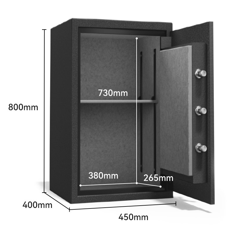 ديلي خزنة معدنية - مقاومة للحريق - حماية (أرقام + مفتاح) - 72 كغ - 80*45*40 سم - بني - ET602