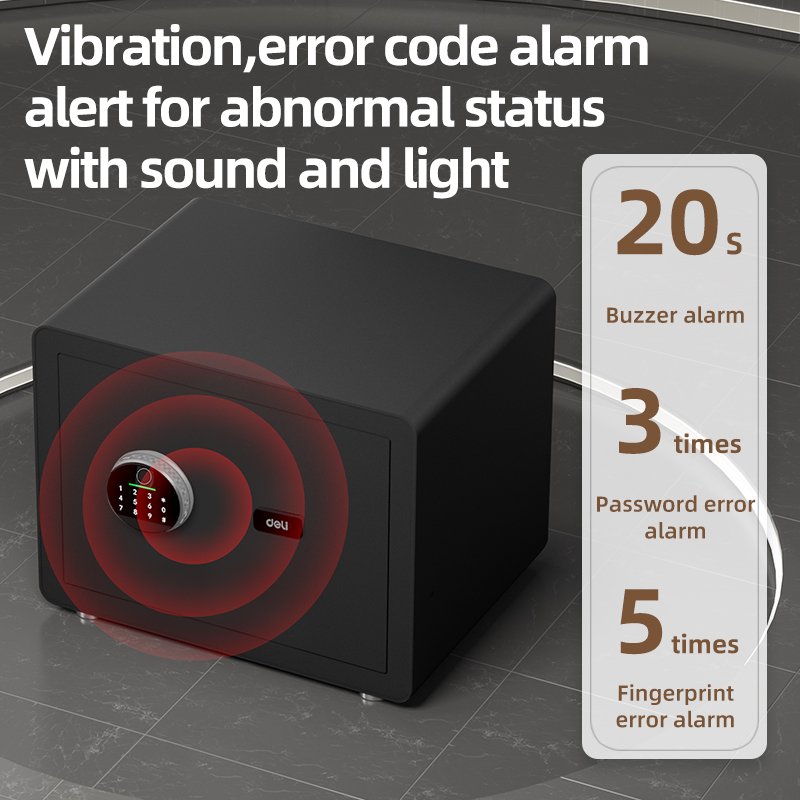 T632 (6) ديلي خزنة معدنية مقبض دائري ببصمة - حماية (أرقام +بصمة + مفتاح) - 24.5 كغ - قياس 46*44*66.5 سم - أسود - ET632