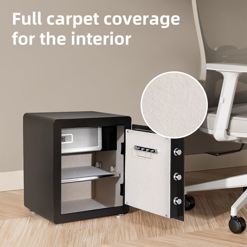 T632 (7) ديلي خزنة معدنية مقبض دائري ببصمة - حماية (أرقام +بصمة + مفتاح) - 24.5 كغ - قياس 46*44*66.5 سم - أسود - ET632