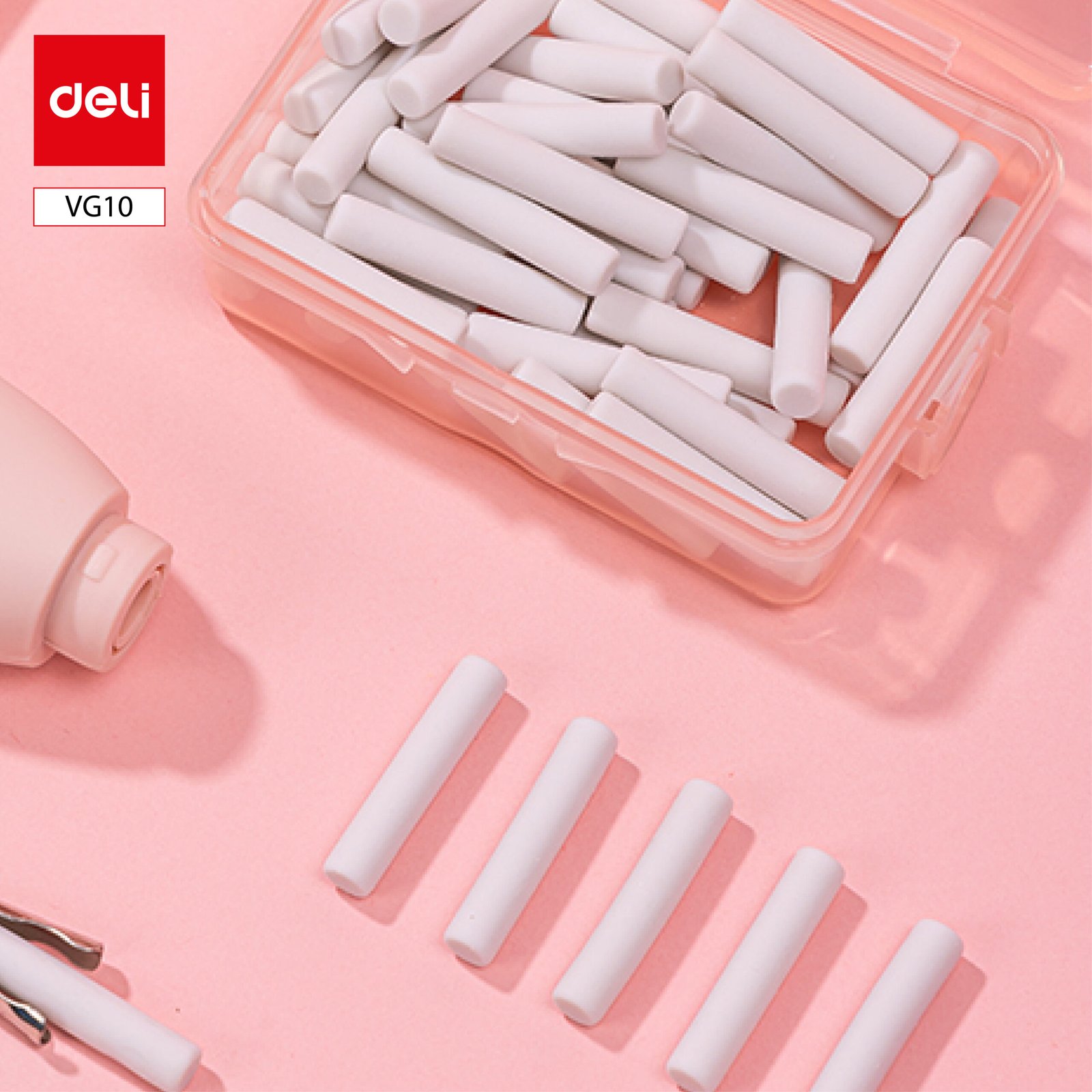 ديلي مجموعة هدية - قرطاسية مدرسية - (مبراة كهربائية*1، مكنسة كهربائية مكتبية*1، ممحاة كهربائية) - زهر - VG10