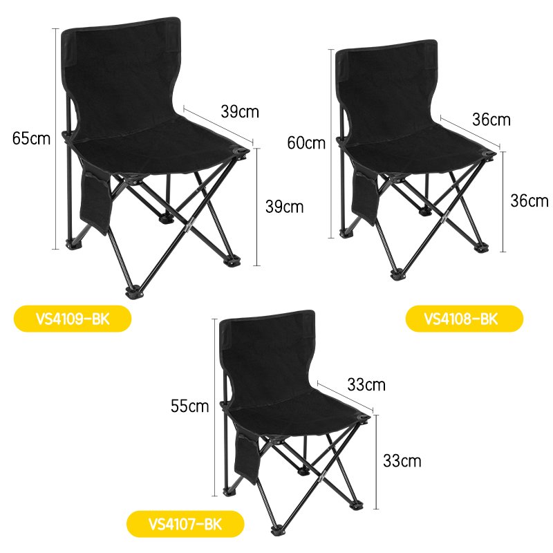 ديلي كرسي تخييم قابل للطي - حجم : 55*33*33(سم) - أسود - VS4107-BK