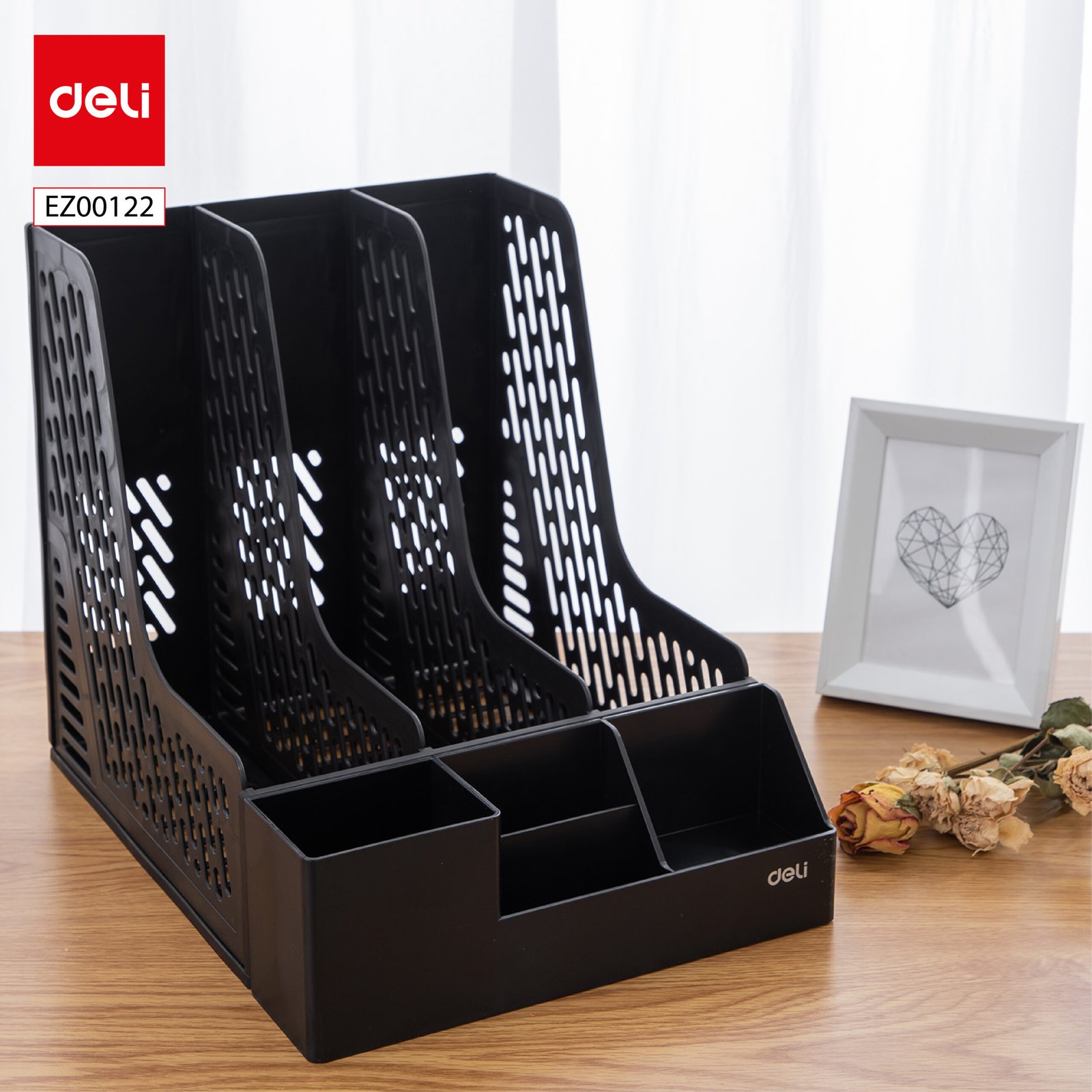 ديلي ستاند تصنيف طولي شبك - 3 أقسام - 255×320×275 مم - أسود - EZ00122