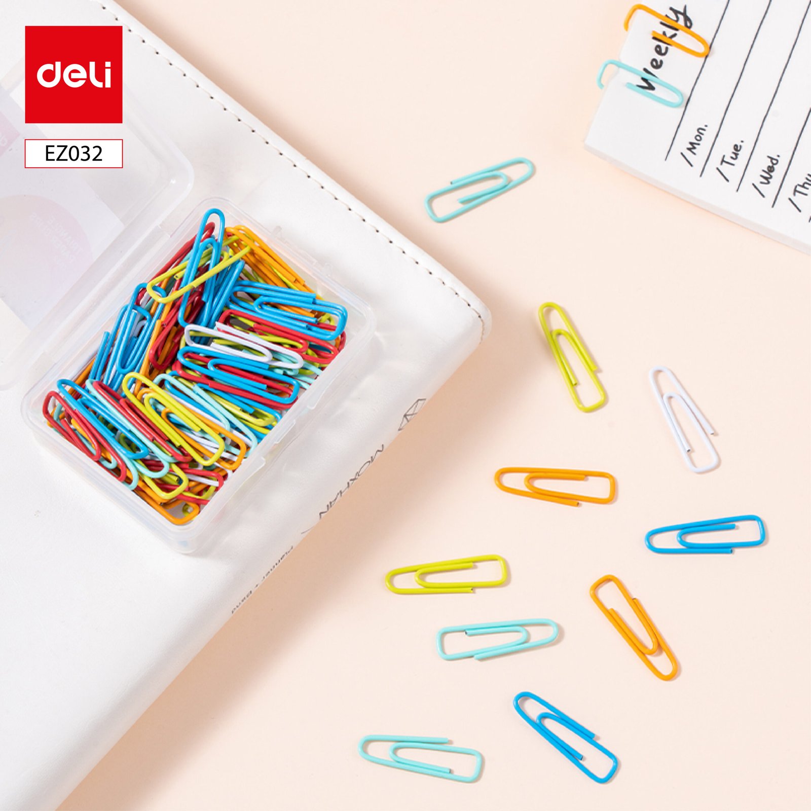 ديلي مشبك ورق - شكل مثلث 28 مم، 100 قطعة - أبيض/برتقالي/أحمر/أخضر/أزرق فاتح/أزرق - EZ032