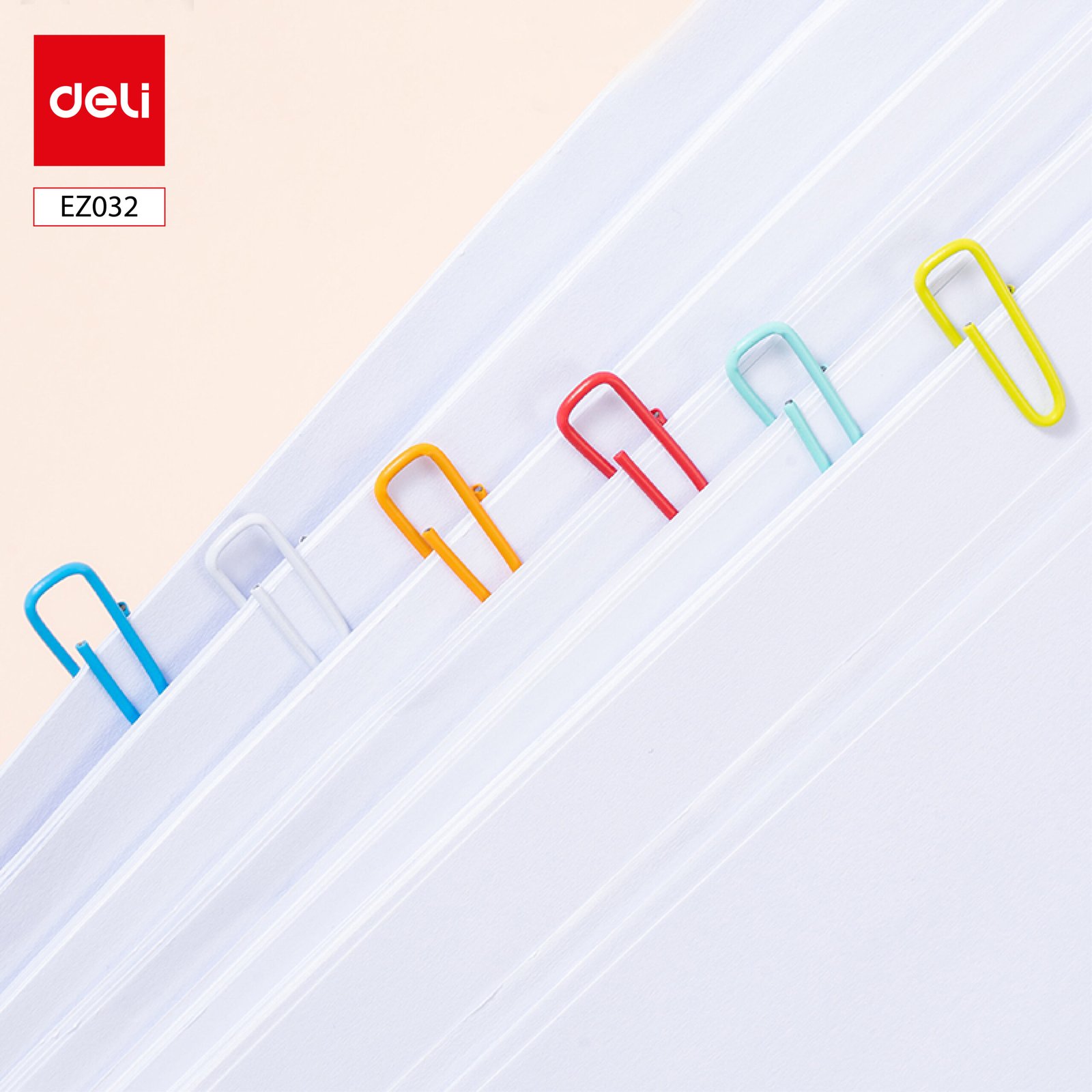 ديلي مشبك ورق - شكل مثلث 28 مم، 100 قطعة - أبيض/برتقالي/أحمر/أخضر/أزرق فاتح/أزرق - EZ032