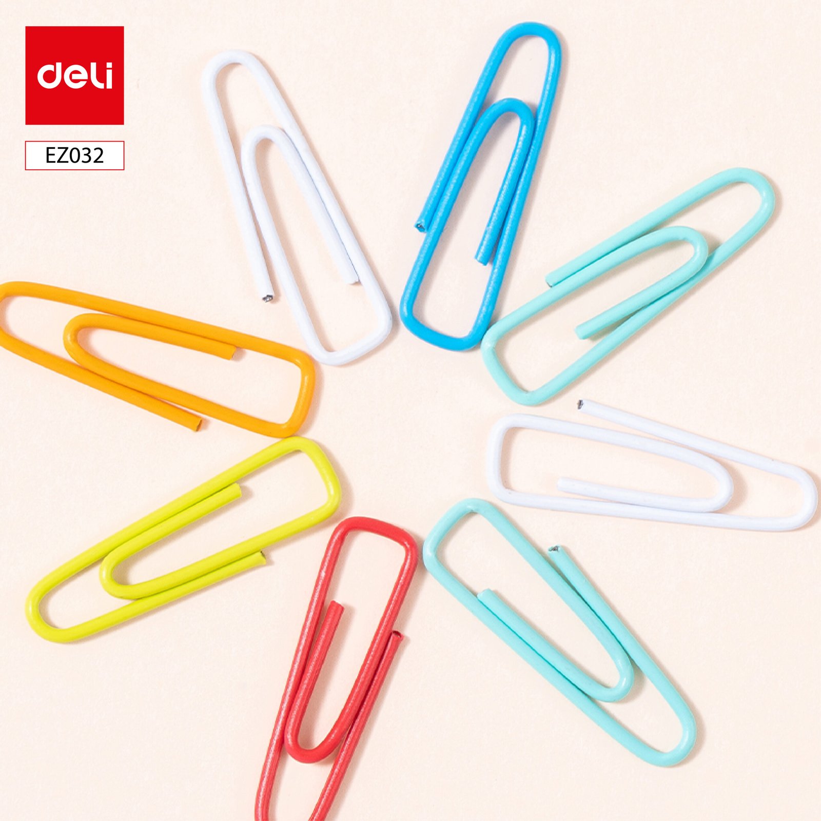 ديلي مشبك ورق - شكل مثلث 28 مم، 100 قطعة - أبيض/برتقالي/أحمر/أخضر/أزرق فاتح/أزرق - EZ032