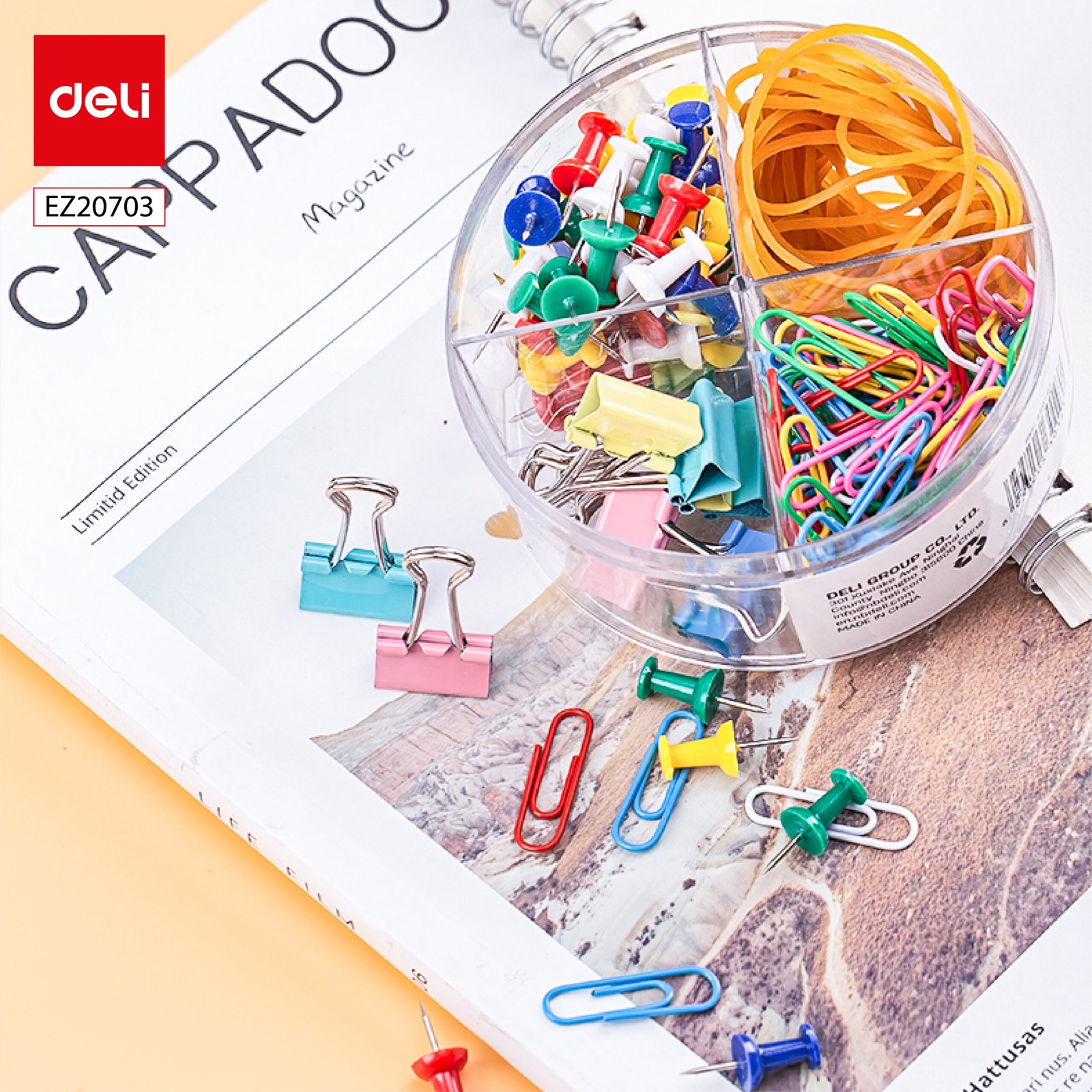 ديلي مجموعة تنظيم مكتب - مشبك، دبوس، ملقط، مطاط - ألوان مختلفة - EZ20703