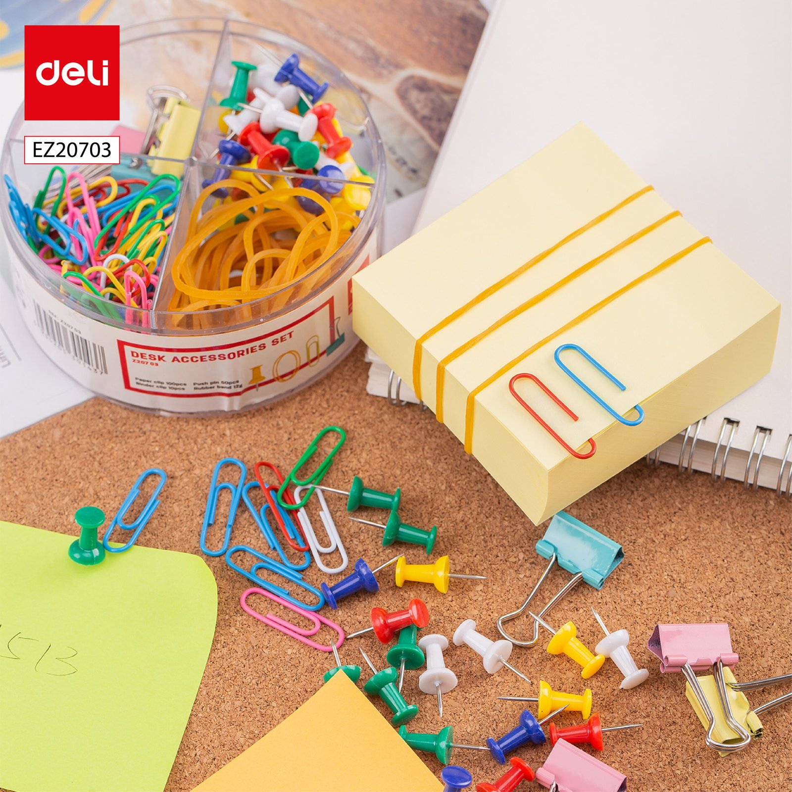 ديلي مجموعة تنظيم مكتب - مشبك، دبوس، ملقط، مطاط - ألوان مختلفة - EZ20703