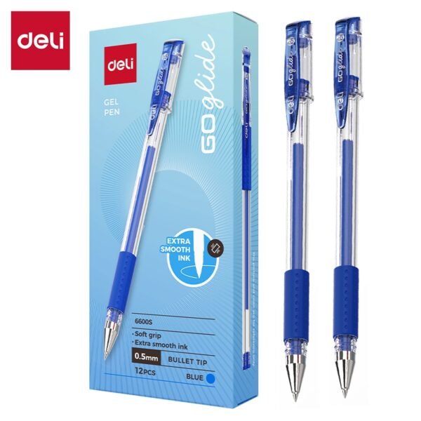 ديلي قلم حبر جل - بدن شفاف قبضة مطاط - 0.5 mm - أزرق - E6600S-BL
