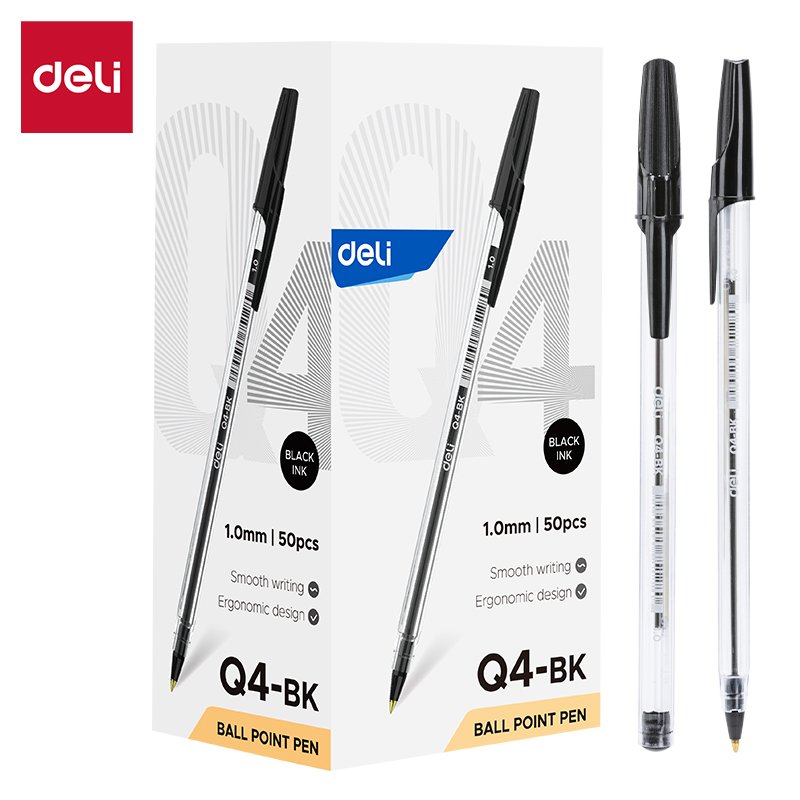 EQ4-BK (8) ديلي قلم حبر جاف - بدن شفاف - 1 مم - أسود - EQ4-BK